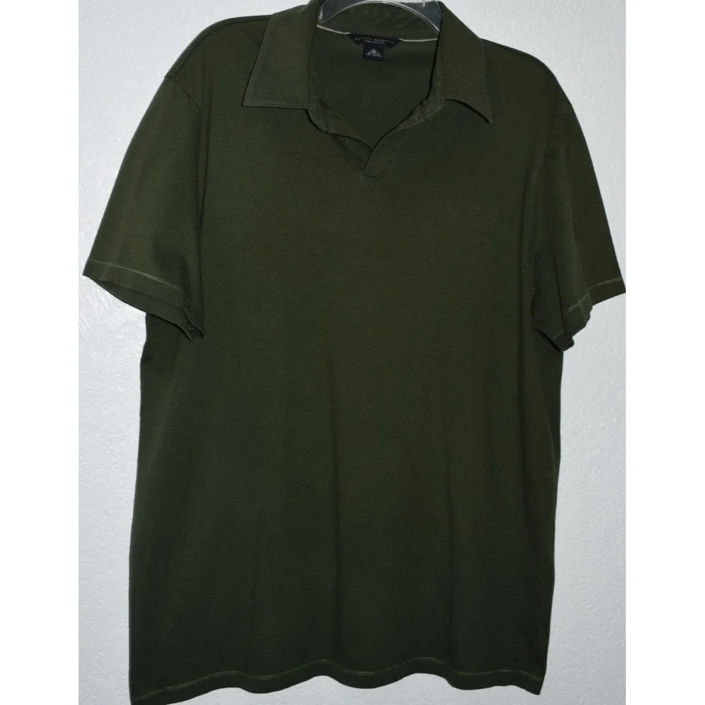 Banana Republic Mens XL Polo Shirt 100% Pima Cotton Olive Green Short Sleeve